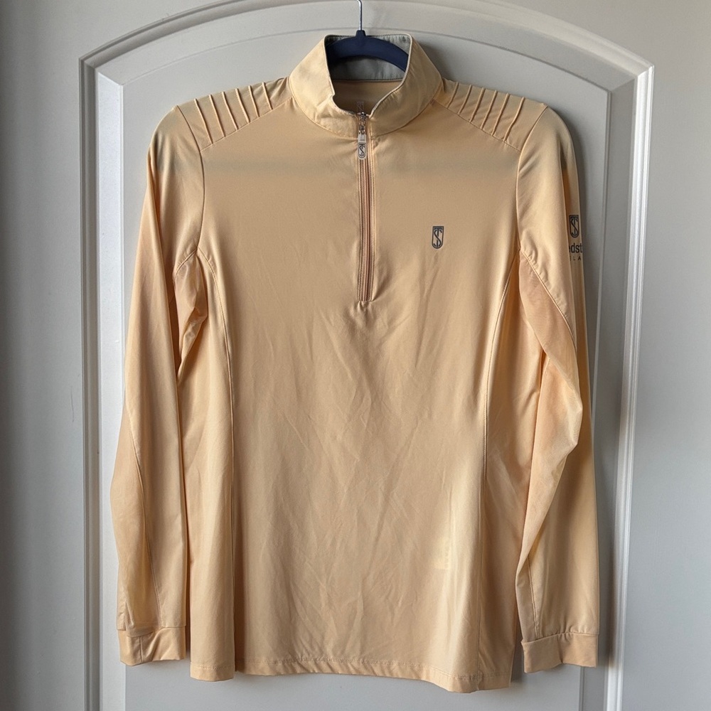 Tredstep 1/4 Zip Sunshirt w/ Mesh Sleeves- M- Cream/ Pale Yellow w/ Grey Trim